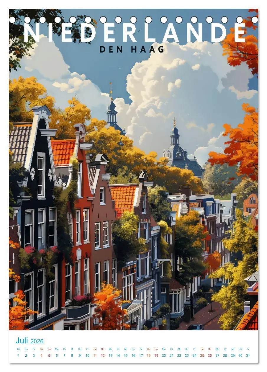 Bild: 9783516256796 | Niederlande - Old School Poster Style (Tischkalender 2026 DIN A5...