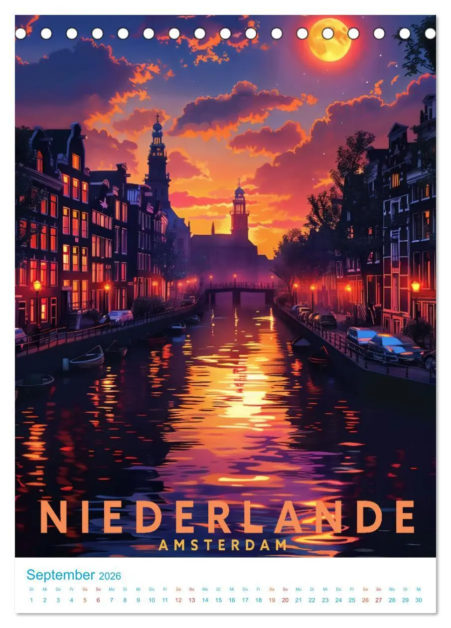Bild: 9783516256796 | Niederlande - Old School Poster Style (Tischkalender 2026 DIN A5...