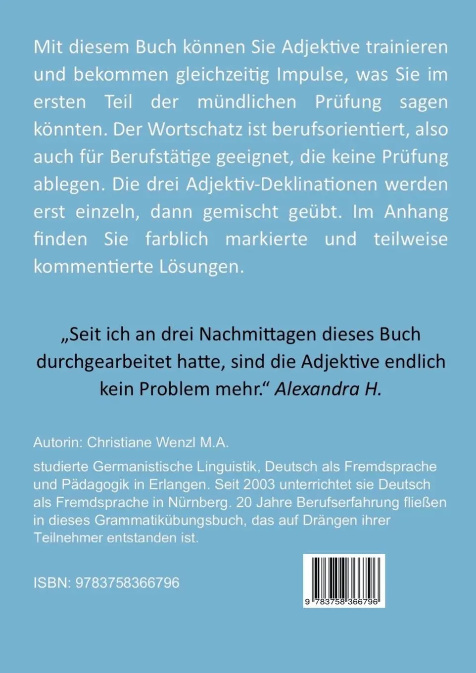Rückseite: 9783758366796 | Adjektive unter der Lupe für Berufssprachkurse B2 | Christiane Wenzl
