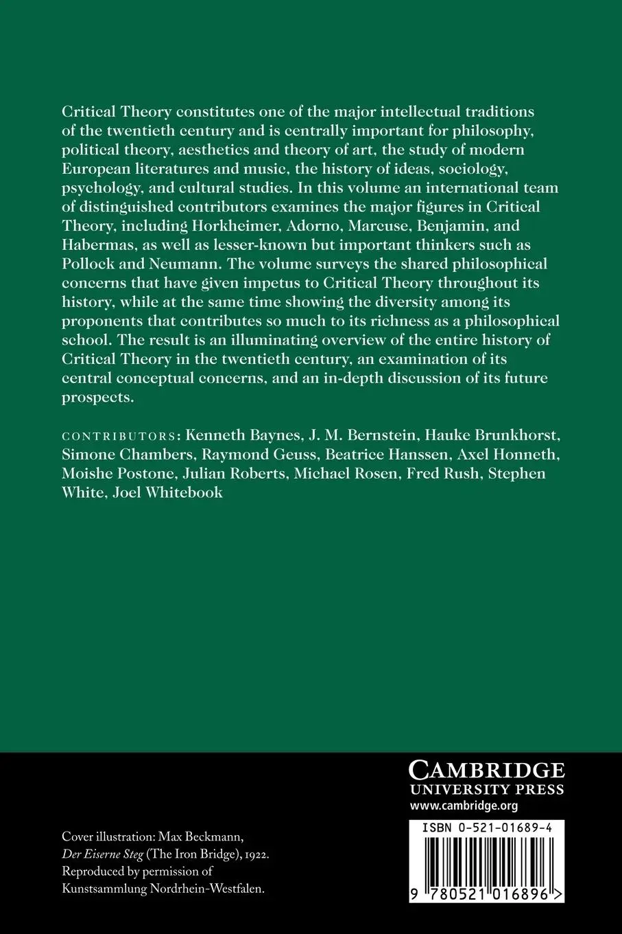 Rückseite: 9780521016896 | The Cambridge Companion to Critical Theory | Fred Rush (u. a.) | Buch
