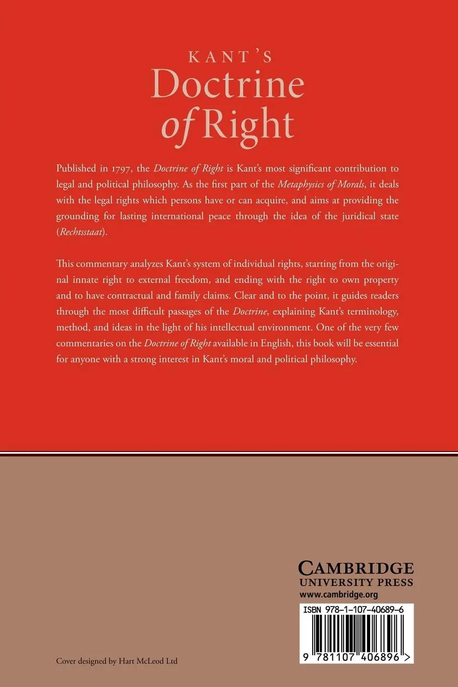 Rückseite: 9781107406896 | Kant's Doctrine of Right | A Commentary | B. Sharon Byrd (u. a.)