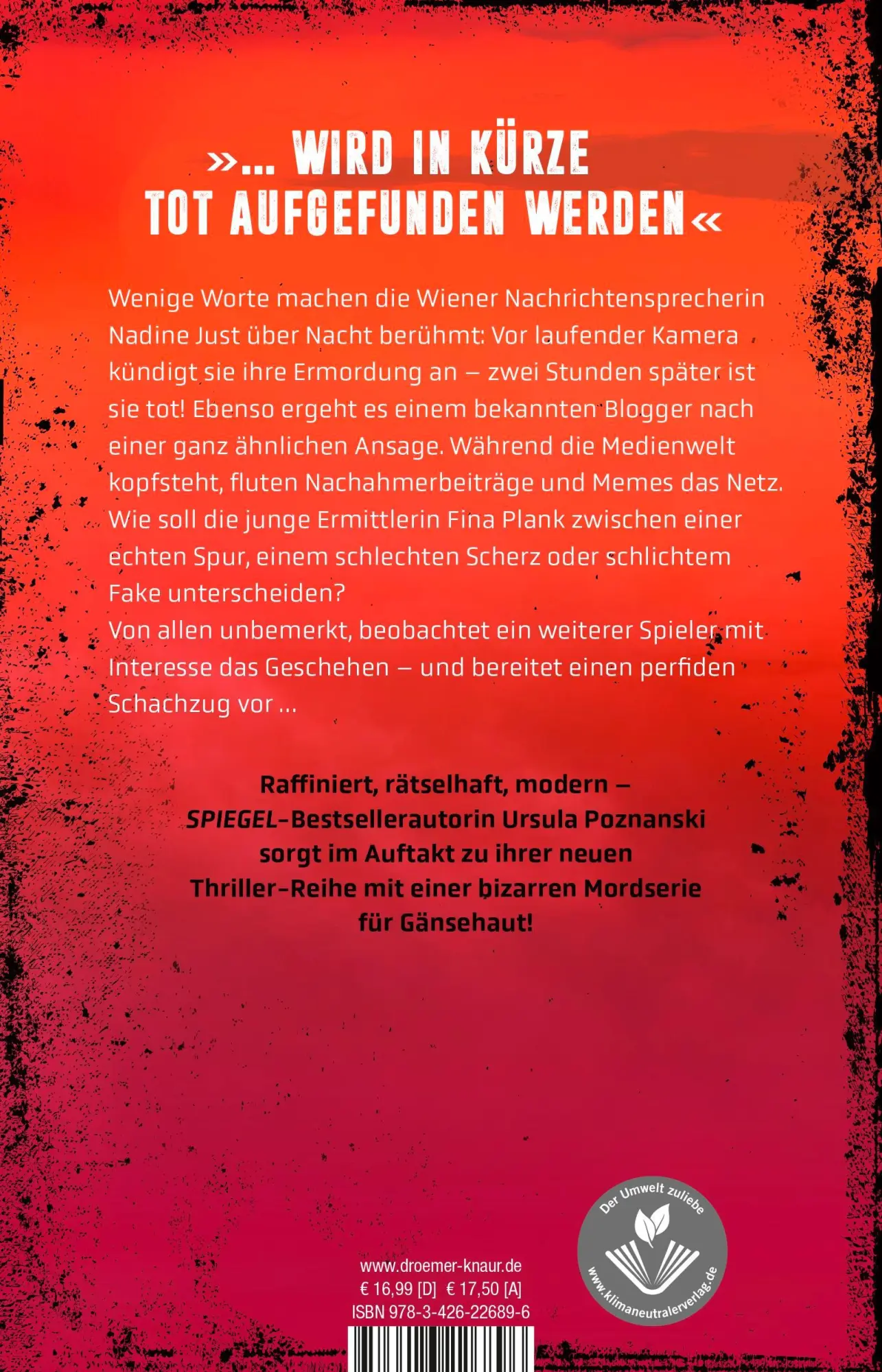 Rückseite: 9783426226896 | Stille blutet | Thriller | Ursula Poznanski | Taschenbuch | Mordgruppe