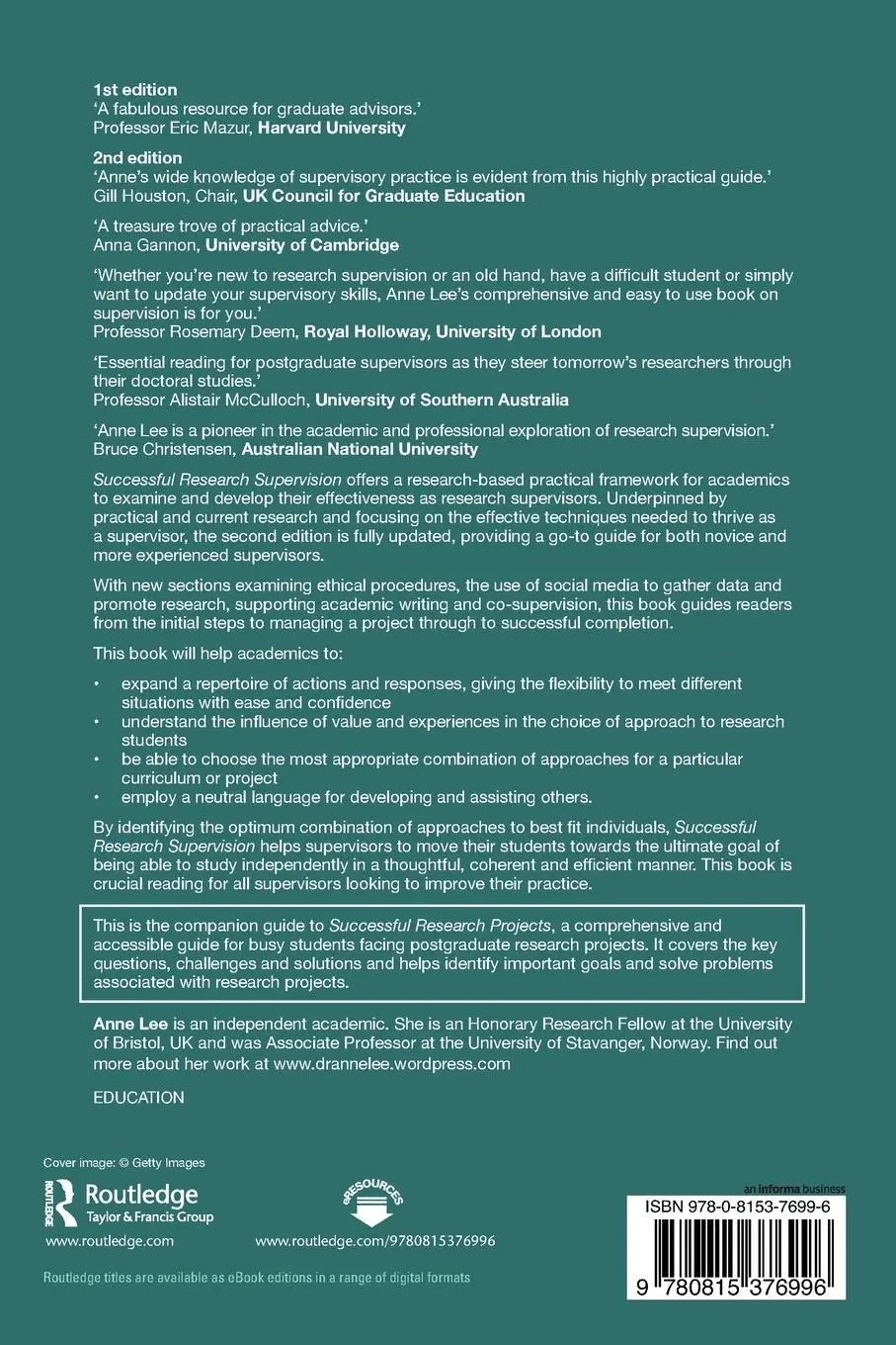 Rückseite: 9780815376996 | Successful Research Supervision | Advising students doing research