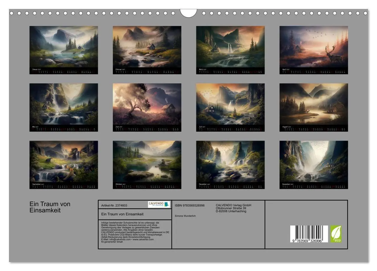 Bild: 9783569326996 | Ein Traum von Einsamkeit (Wandkalender 2027 DIN A3 quer), CALVENDO...