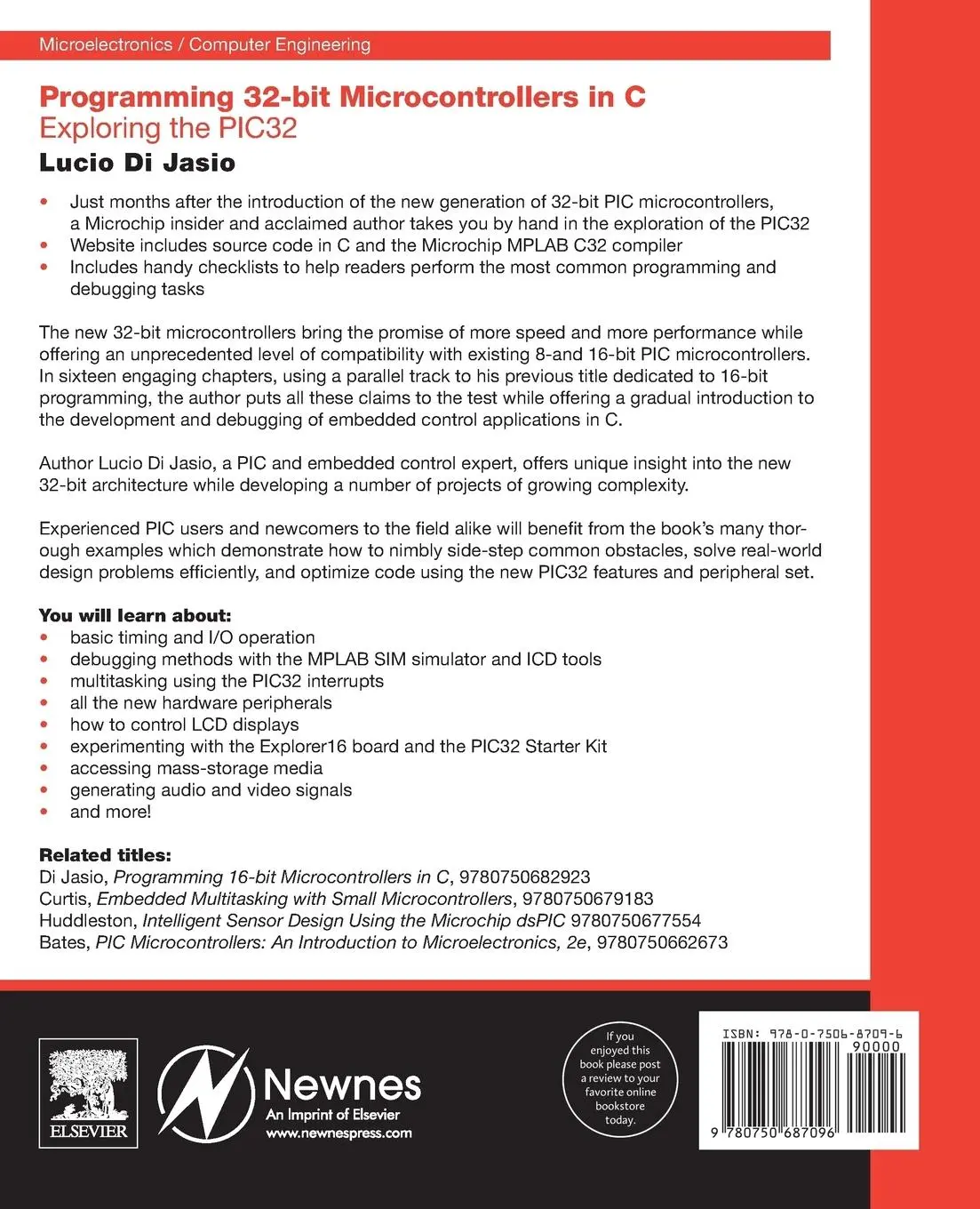 Rückseite: 9780750687096 | Programming 32-Bit Microcontrollers in C | Lucio Di Jasio | Buch
