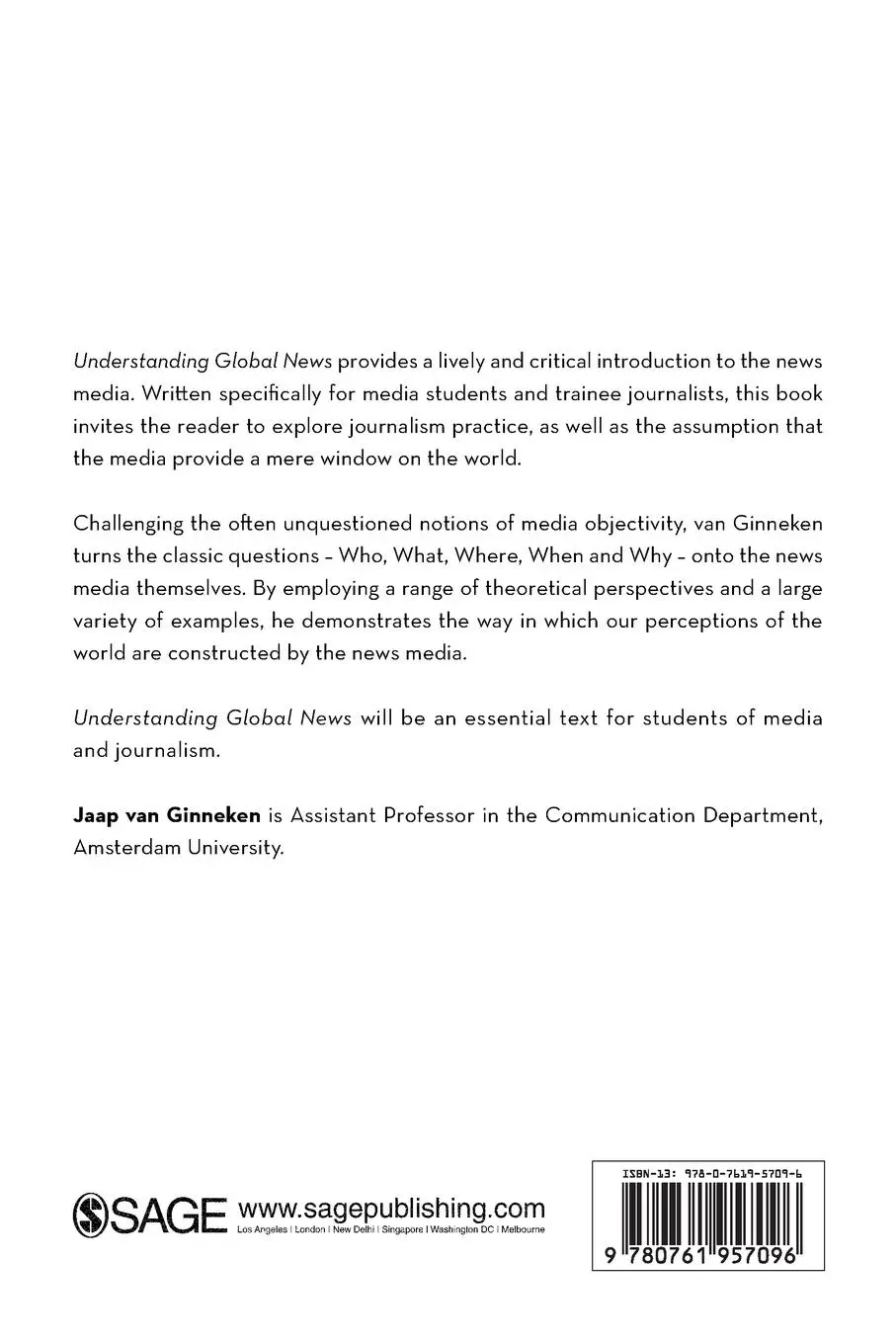 Rückseite: 9780761957096 | Understanding Global News | A Critical Introduction | Ginneken | Buch