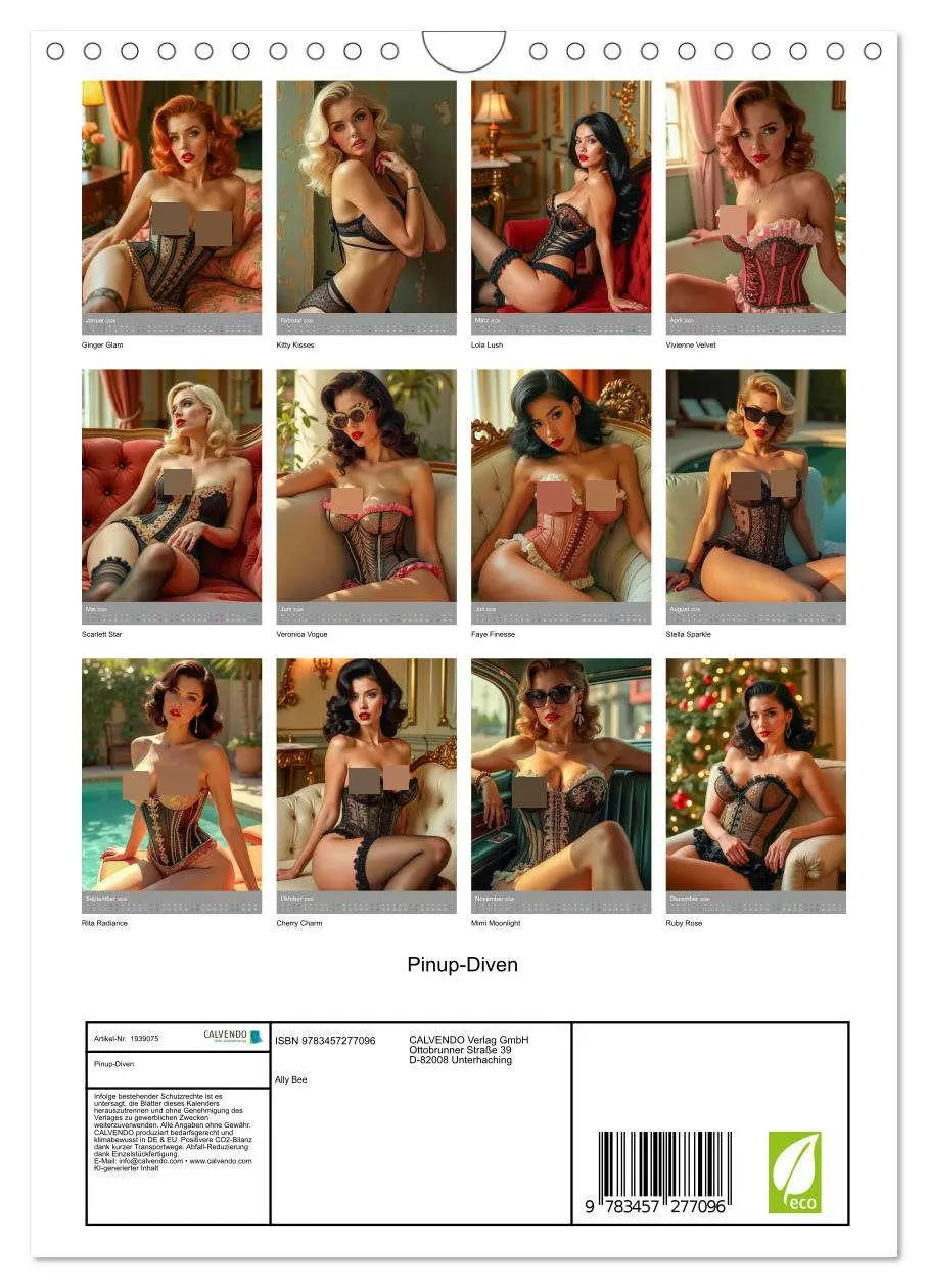 Bild: 9783457277096 | Pinup-Diven (Wandkalender 2026 DIN A4 hoch), CALVENDO Monatskalender