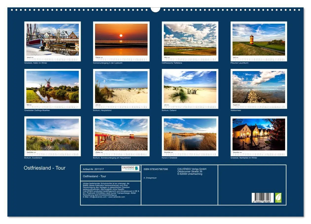 Bild: 9783457967096 | Ostfriesland - Tour (Wandkalender 2026 DIN A2 quer), CALVENDO...
