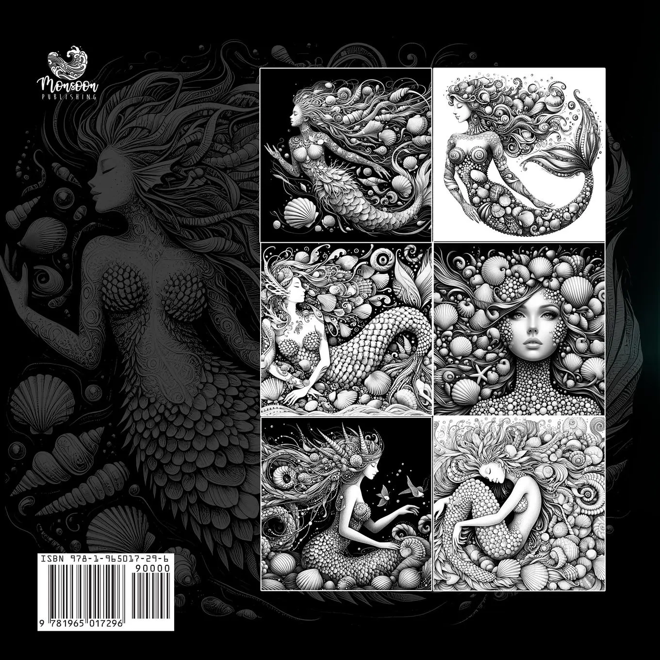 Rückseite: 9781965017296 | Sea Shell Mermaids Coloring Book for Adults | Monsoon Publishing