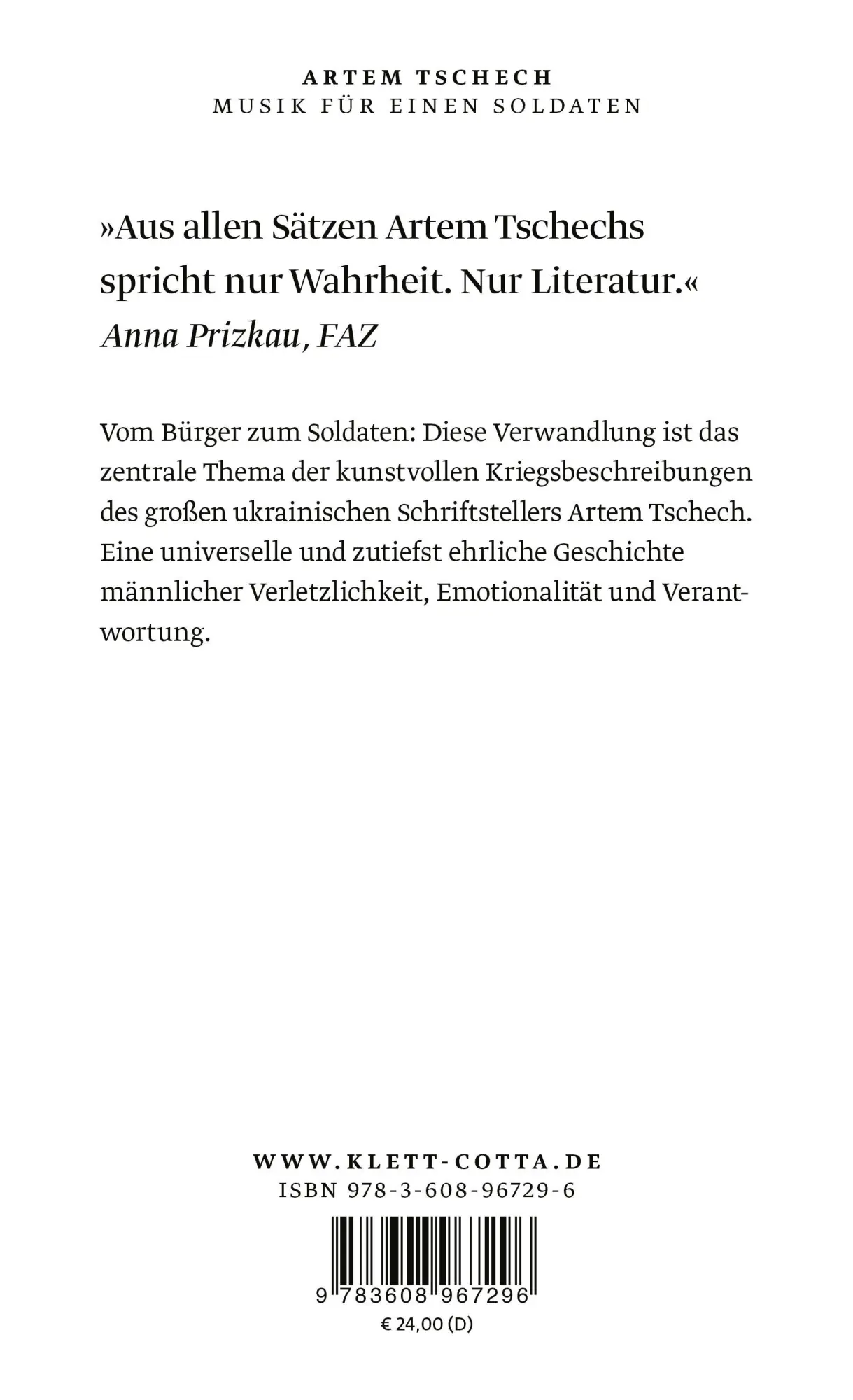 Rückseite: 9783608967296 | Musik für einen Soldaten | Artem Tschech | Buch | 192 S. | Deutsch