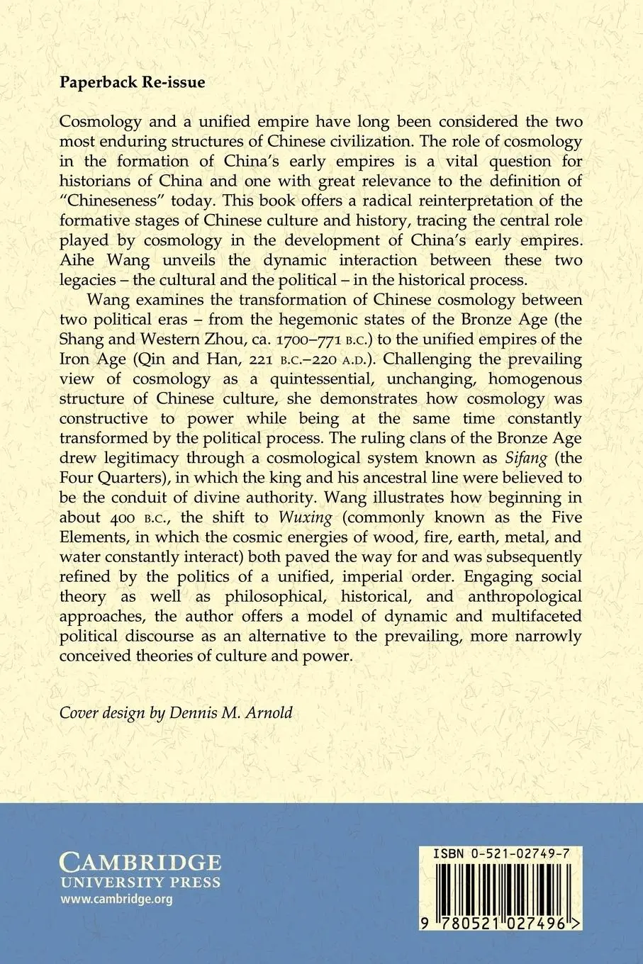 Rückseite: 9780521027496 | Cosmology and Political Culture in Early China | Aihe Wang | Buch