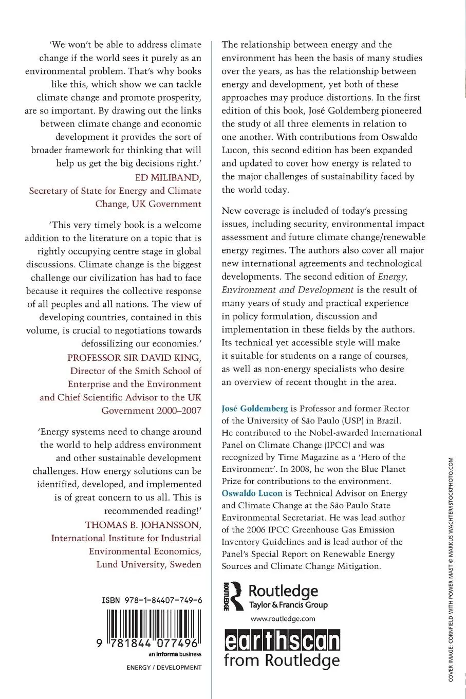 Rückseite: 9781844077496 | Energy, Environment and Development | Jose Goldemberg (u. a.) | Buch