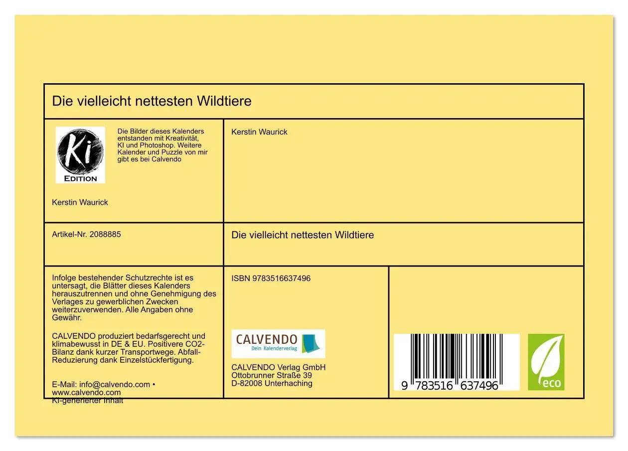 Bild: 9783516637496 | Die vielleicht nettesten Wildtiere (Tischkalender 2026 DIN A5...