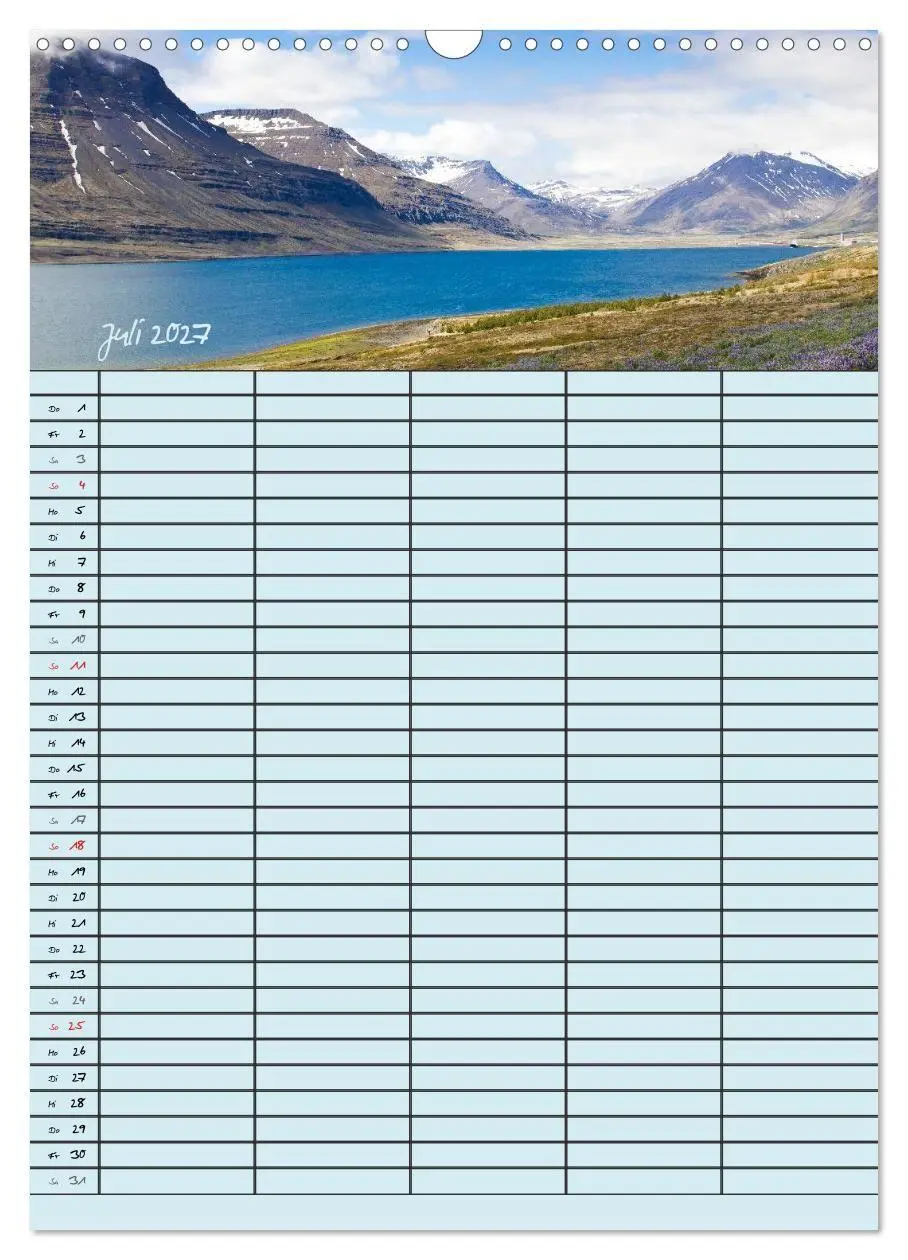 Bild: 9783594237496 | Island Familienplaner (Wandkalender 2027 DIN A3 hoch), CALVENDO...