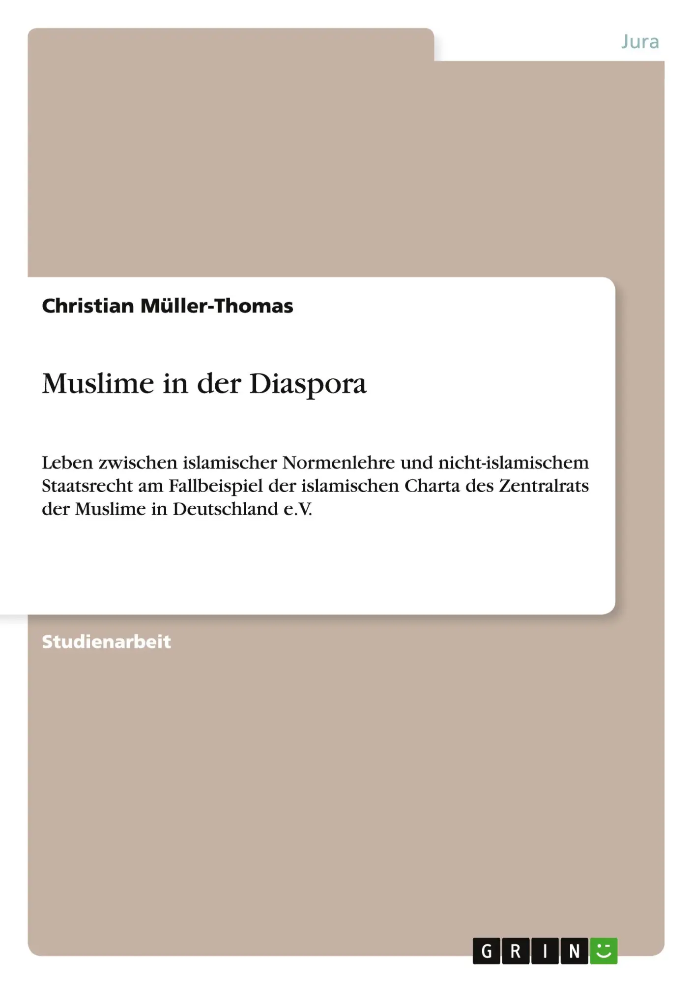 Cover: 9783638957496 | Muslime in der Diaspora | Christian Müller-Thomas | Taschenbuch | 2008