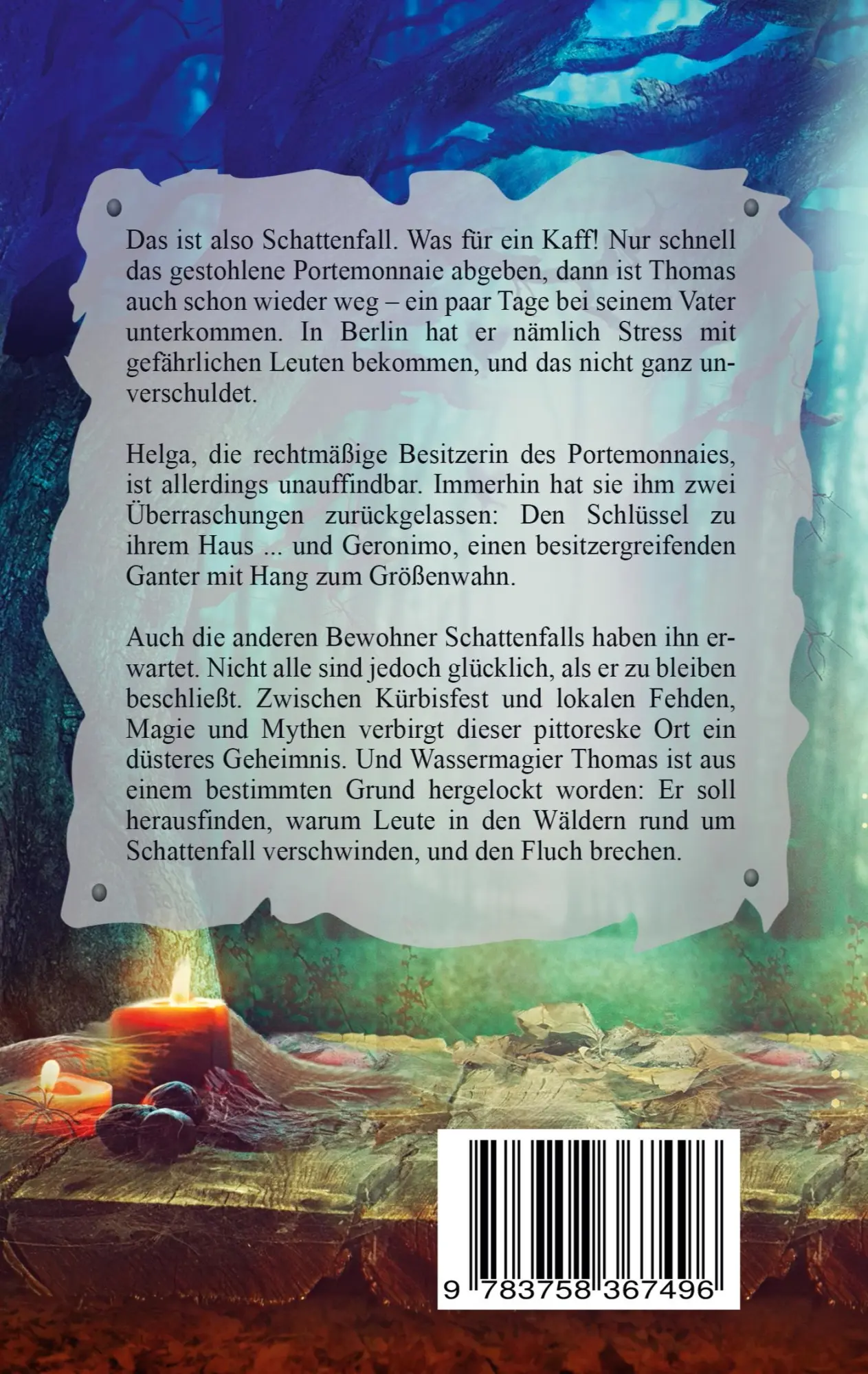 Rückseite: 9783758367496 | Willkommen in Schattenfall | Band 1 der Cozy-Urban-Fantasy-Reihe