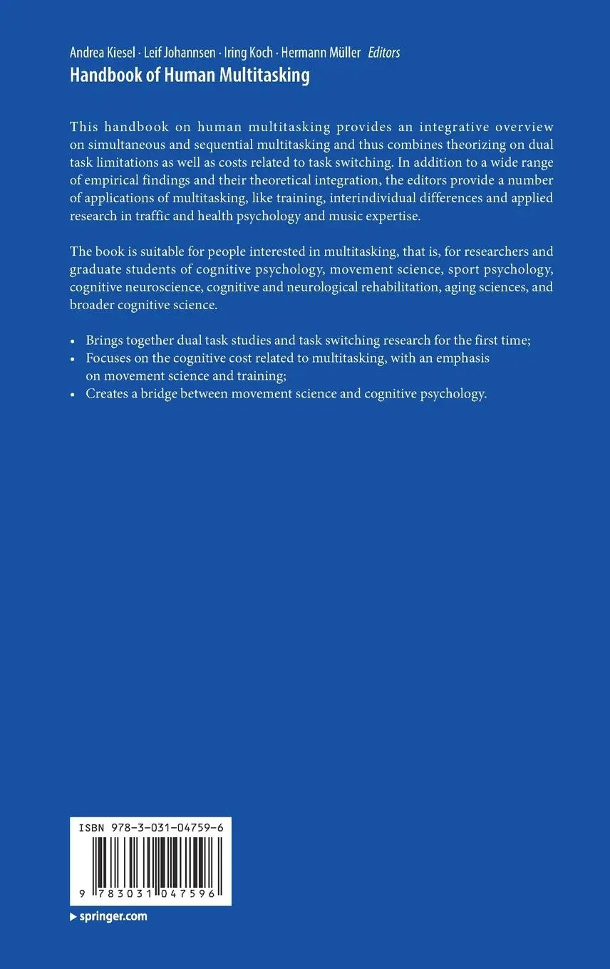 Rückseite: 9783031047596 | Handbook of Human Multitasking | Andrea Kiesel (u. a.) | Buch | xii