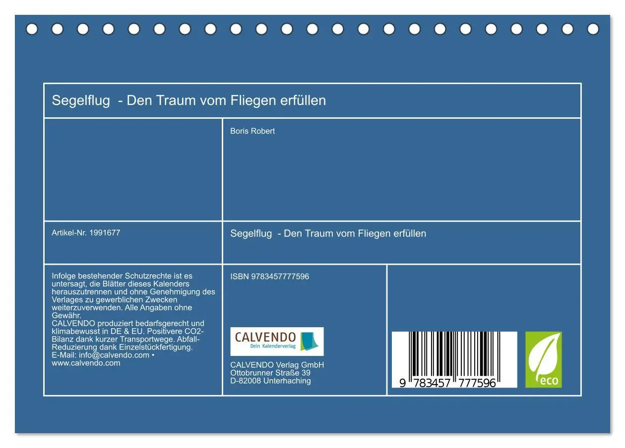 Bild: 9783457777596 | Segelflug - Den Traum vom Fliegen erfüllen (Tischkalender 2026 DIN...