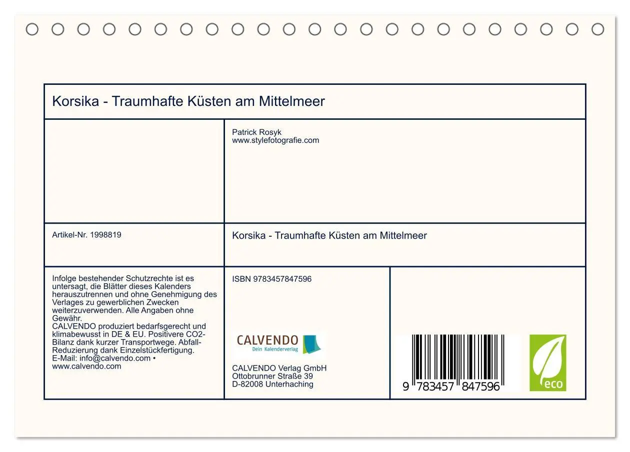 Bild: 9783457847596 | Korsika - Traumhafte Küsten am Mittelmeer (Tischkalender 2026 DIN...