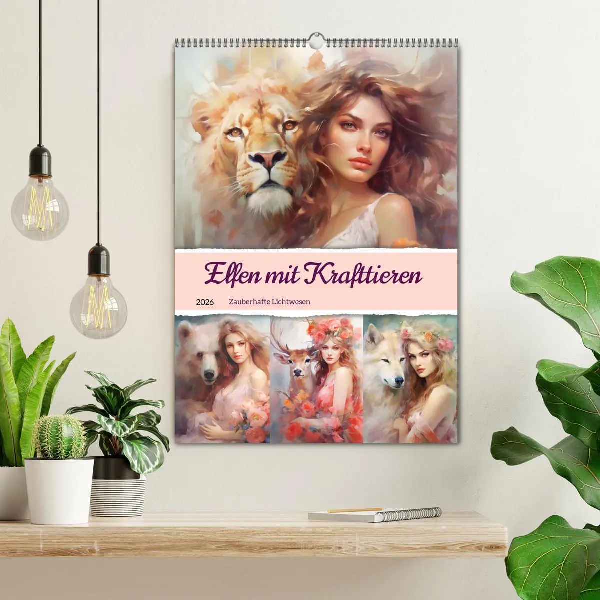 Bild: 9783516317596 | Elfen mit Krafttieren. Zauberhafte Lichtwesen (Wandkalender 2026...