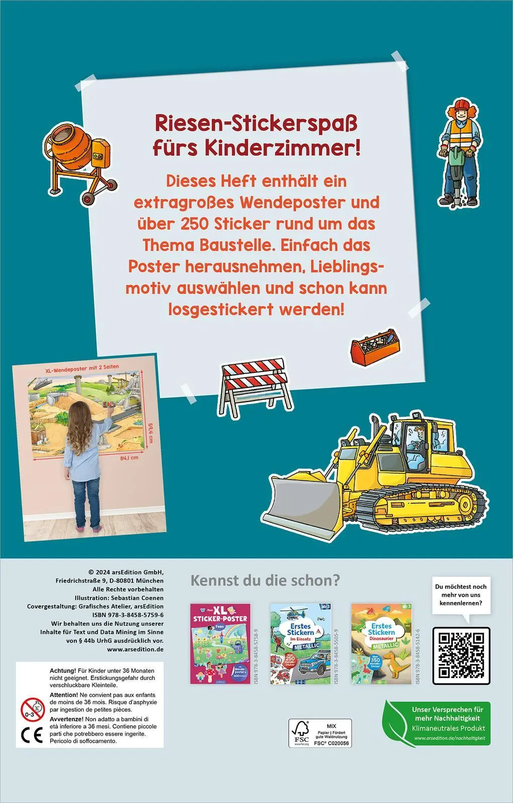 Rückseite: 9783845857596 | Mein XL Sticker-Poster Baustelle | Mit Wendeposter &amp; 250 Stickern