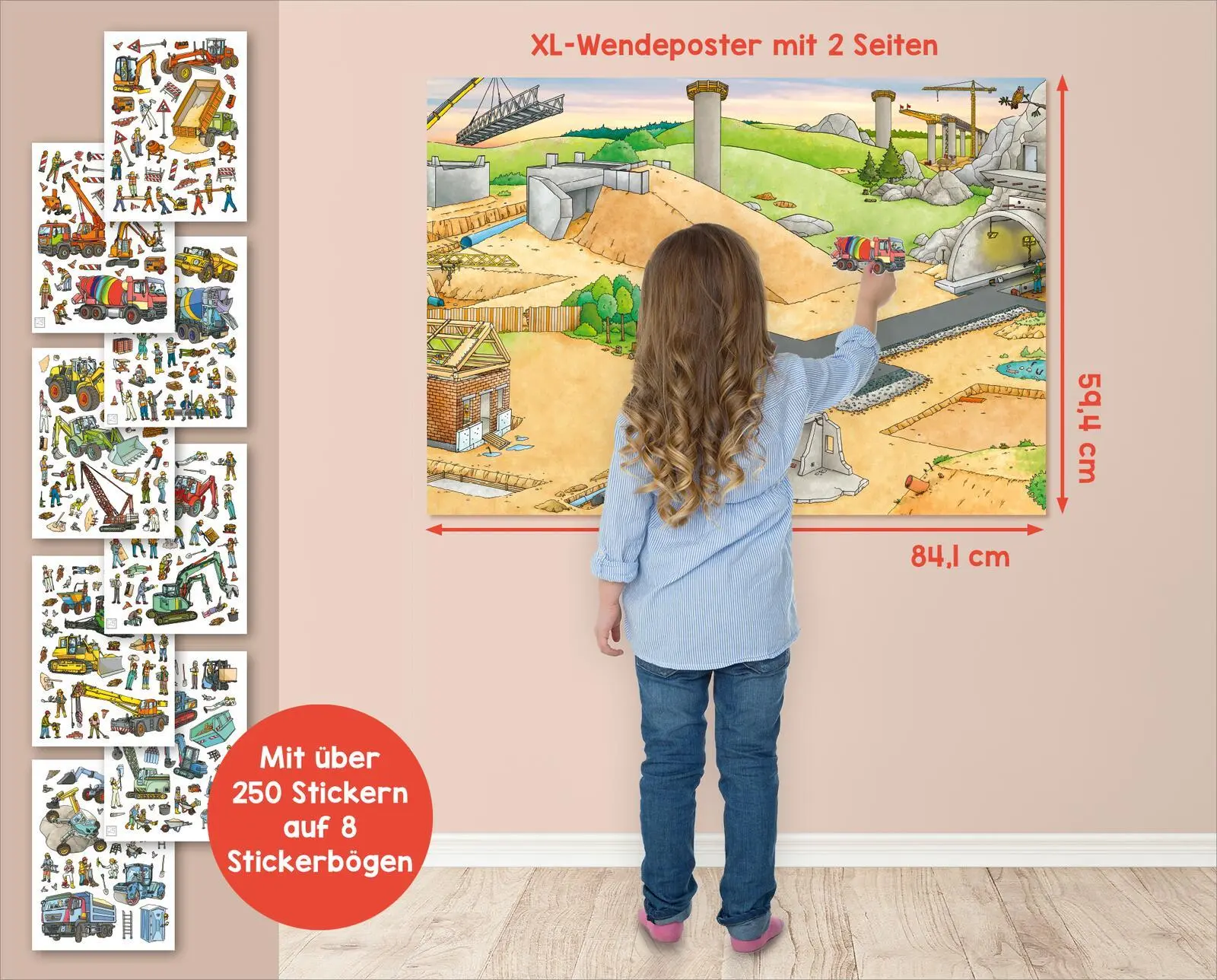 Bild: 9783845857596 | Mein XL Sticker-Poster Baustelle | Mit Wendeposter &amp; 250 Stickern