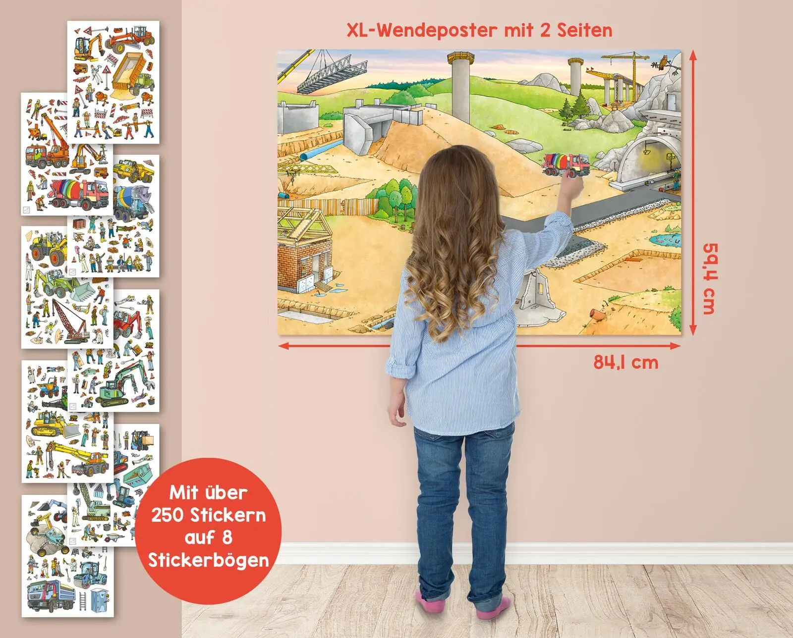 Bild: 9783845857596 | Mein XL Sticker-Poster Baustelle | Mit Wendeposter &amp; 250 Stickern