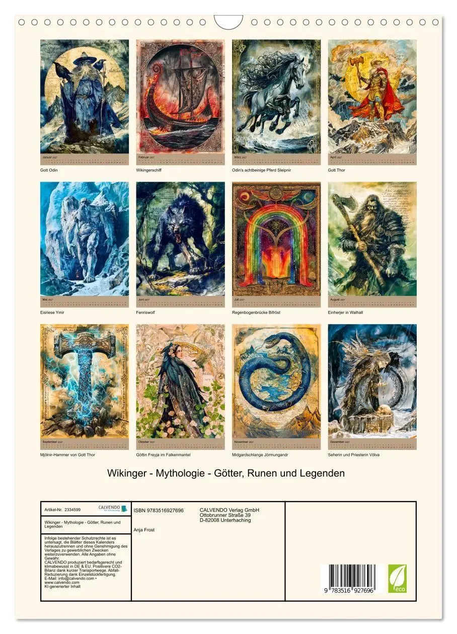 Bild: 9783516927696 | Wikinger - Mythologie - Götter, Runen und Legenden (Wandkalender...