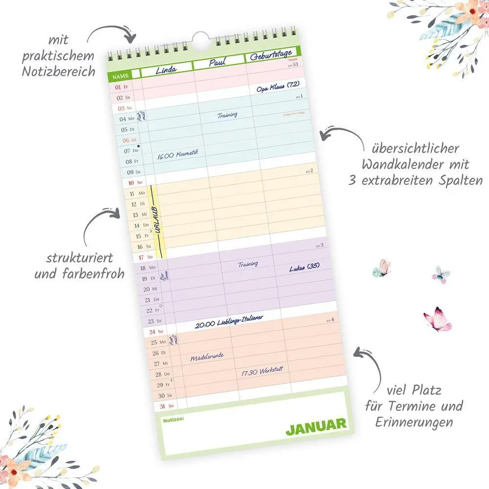 Bild: 9783988027696 | TRÖTSCH - Unser Terminplaner Farben 2027 | Wandkalender mit 3 Spalten