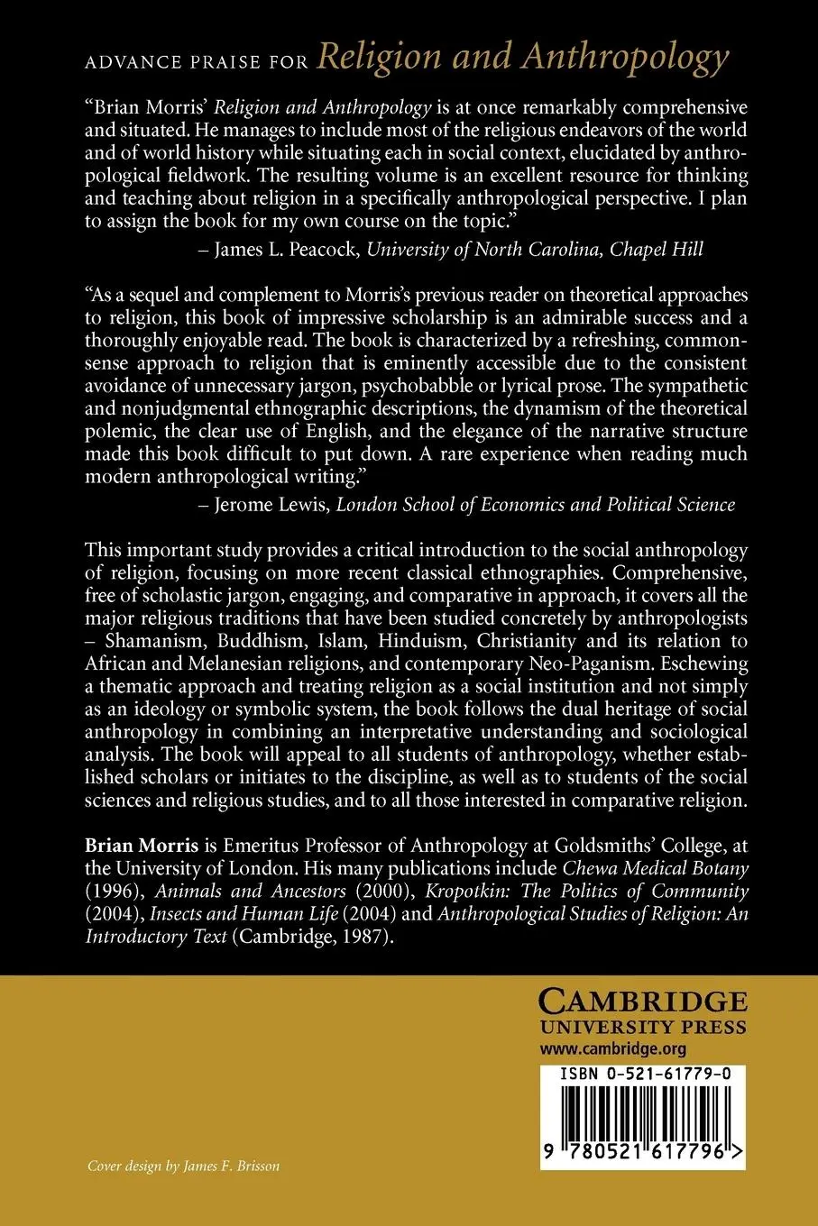 Rückseite: 9780521617796 | Religion and Anthropology | A Critical Introduction | Brian Morris