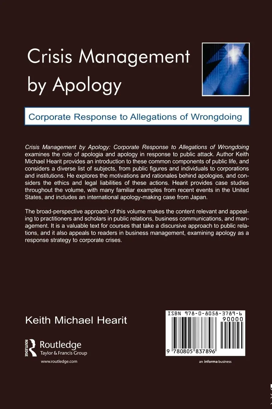 Rückseite: 9780805837896 | Crisis Management By Apology | Keith Michael Hearit | Taschenbuch