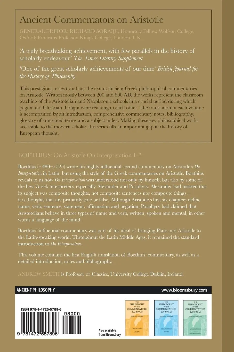 Rückseite: 9781472557896 | Boethius | On Aristotle on Interpretation 1-3 | Boethius | Taschenbuch
