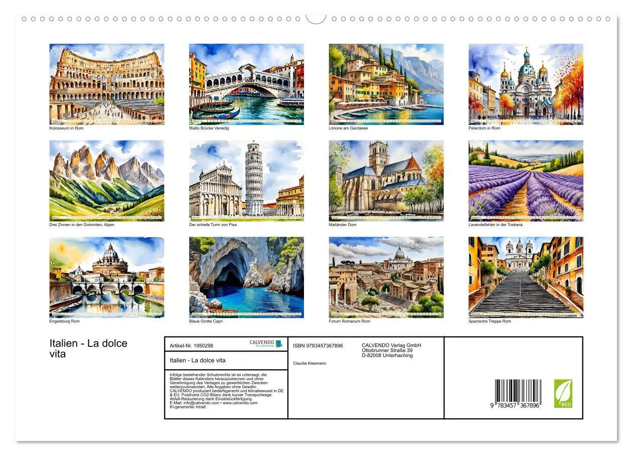 Bild: 9783457367896 | Italien - La dolce vita (hochwertiger Premium Wandkalender 2026 DIN...