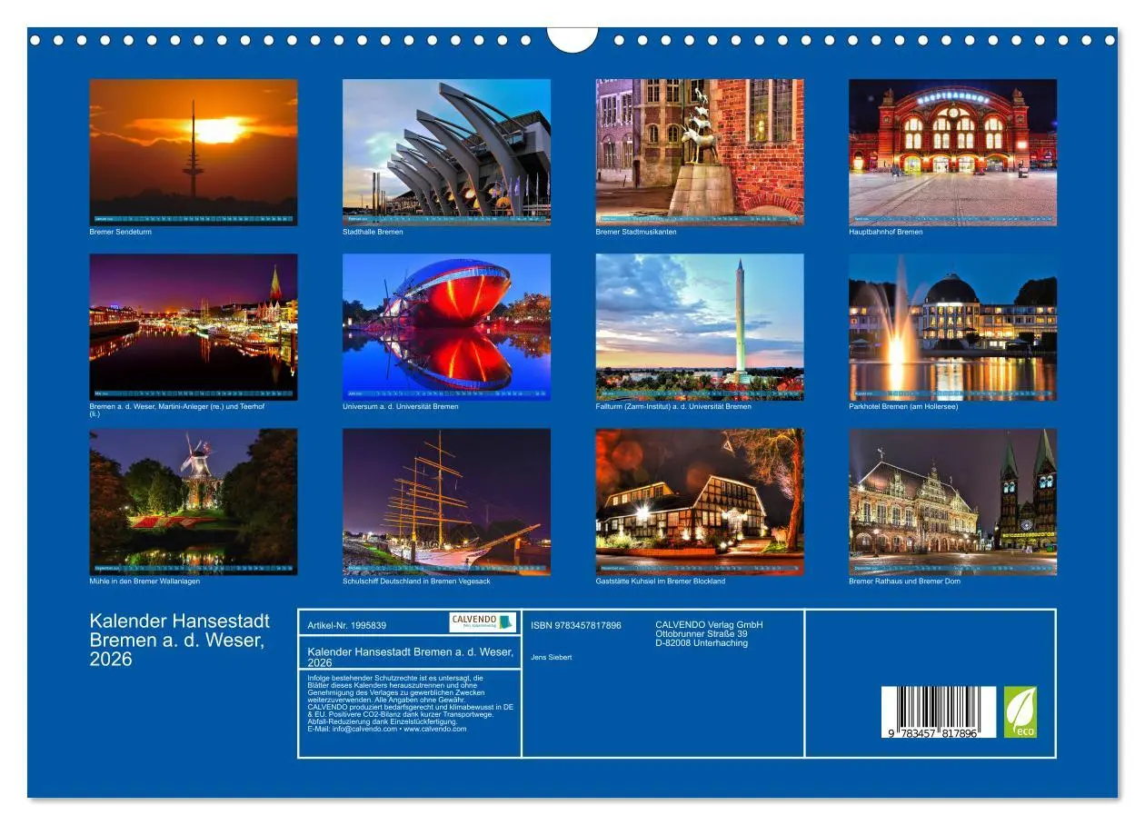 Bild: 9783457817896 | Kalender Hansestadt Bremen a. d. Weser, 2026 (Wandkalender 2026 DIN...