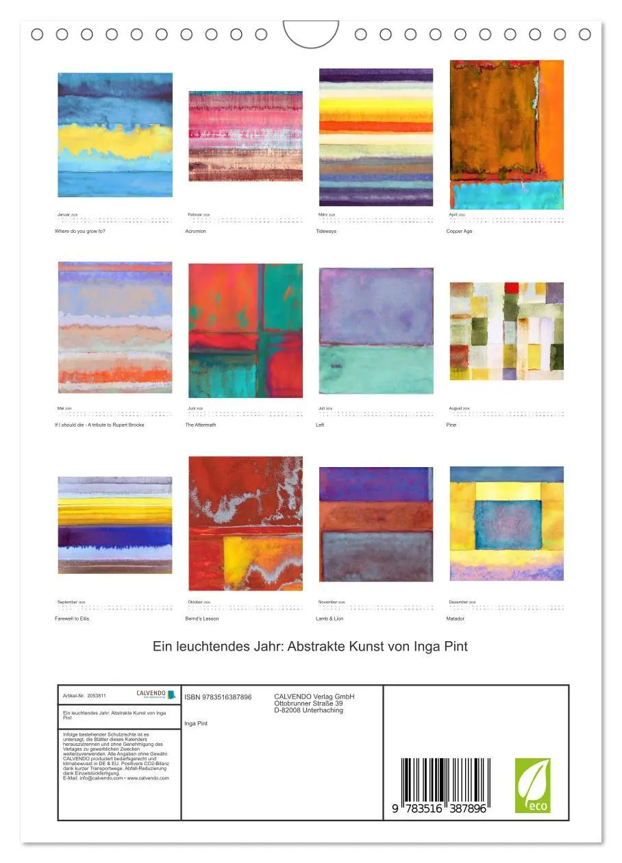 Bild: 9783516387896 | Ein leuchtendes Jahr: Abstrakte Kunst von Inga Pint (Wandkalender...