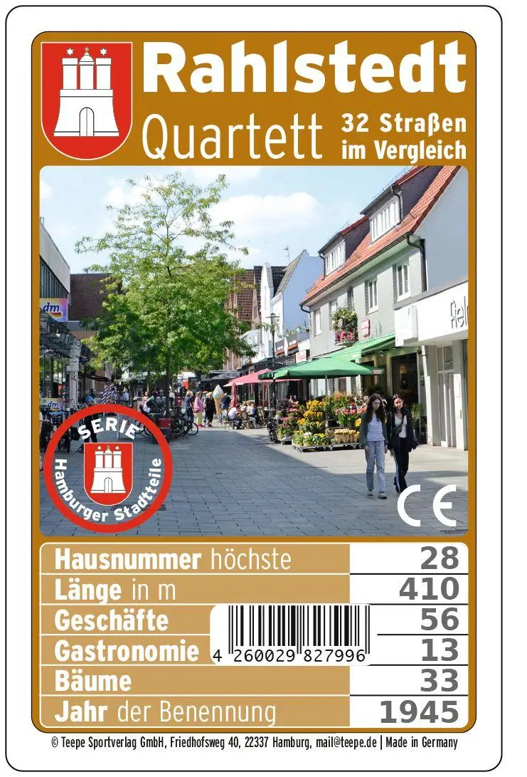 Cover: 4260029827996 | Hamburg: Rahlstedt Quartett | 45 Minuten, 2-6 Spieler | Spiel | RAHQUA