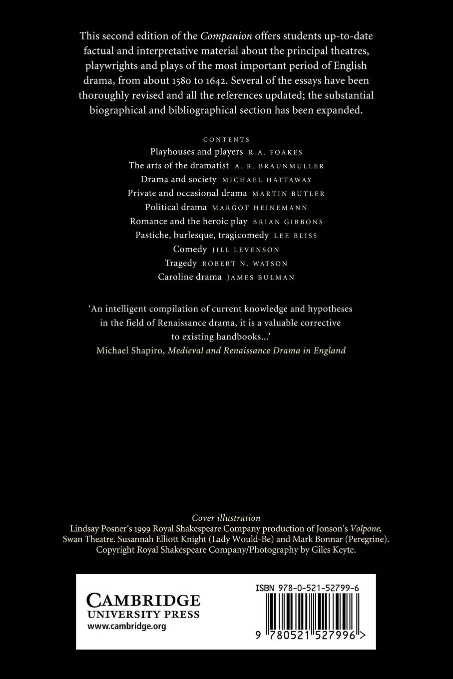 Rückseite: 9780521527996 | The Cambridge Companion to English Renaissance Drama | Taschenbuch