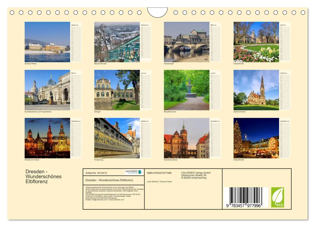 Bild: 9783457977996 | Dresden - Wunderschönes Elbflorenz (Wandkalender 2026 DIN A4 quer),...