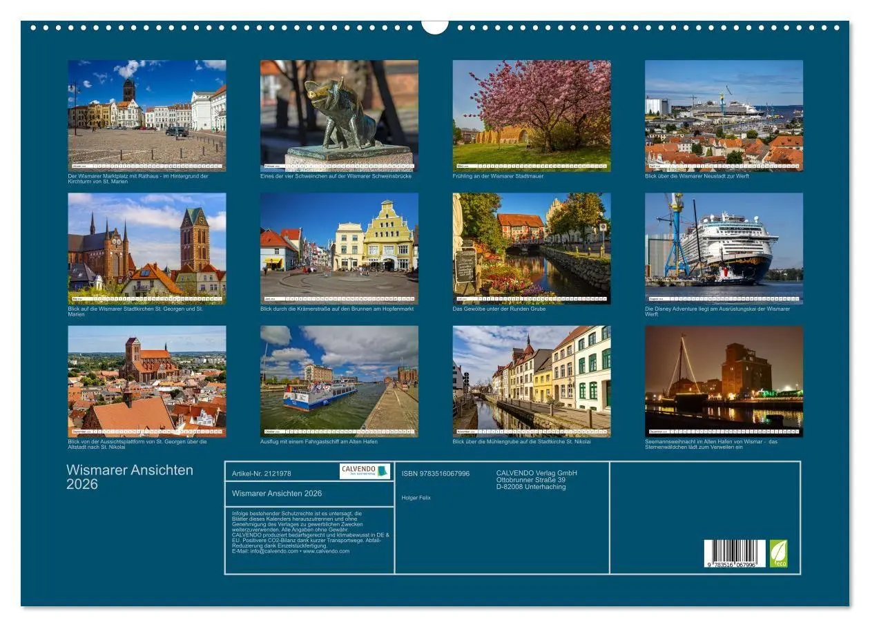 Bild: 9783516067996 | Wismarer Ansichten 2026 (Wandkalender 2026 DIN A2 quer), CALVENDO...