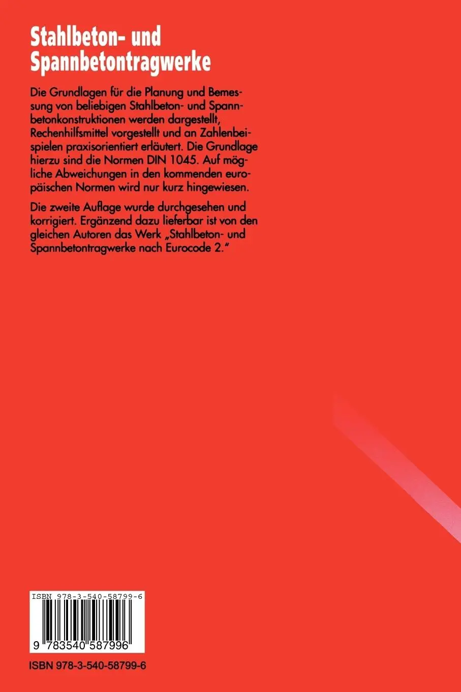 Rückseite: 9783540587996 | Stahlbeton- und Spannbetontragwerke | Klaus-Wolfgang Bieger (u. a.)