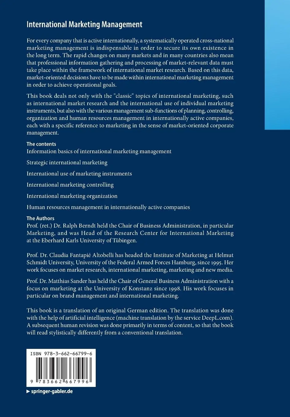 Rückseite: 9783662667996 | International Marketing Management | Ralph Berndt (u. a.) | Buch | xiv