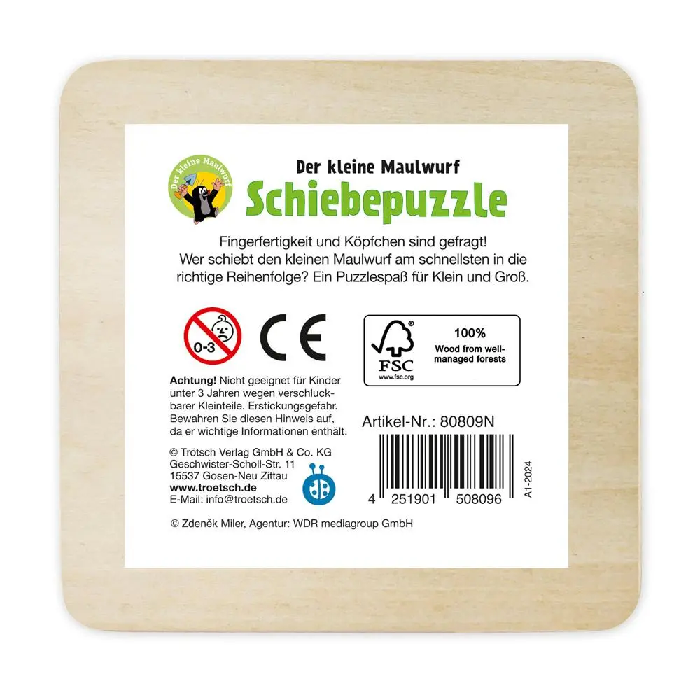 Bild: 4251901508096 | Trötsch Der kleine Maulwurf Schiebepuzzle aus Holz | KG | Spiel | 2024