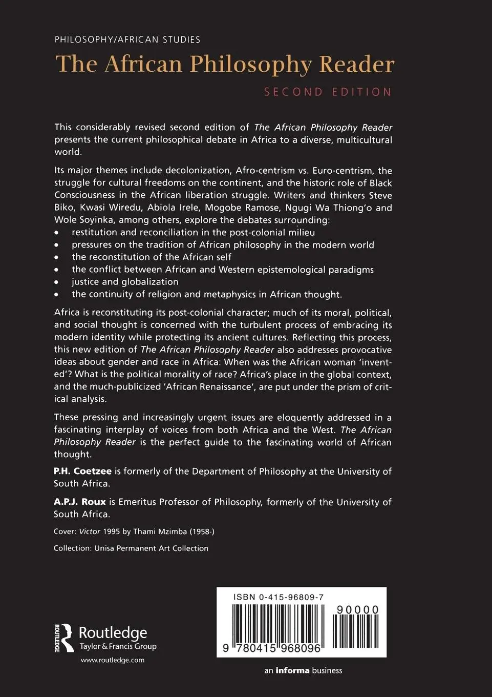 Rückseite: 9780415968096 | The African Philosophy Reader | P. H. Coetzee (u. a.) | Taschenbuch