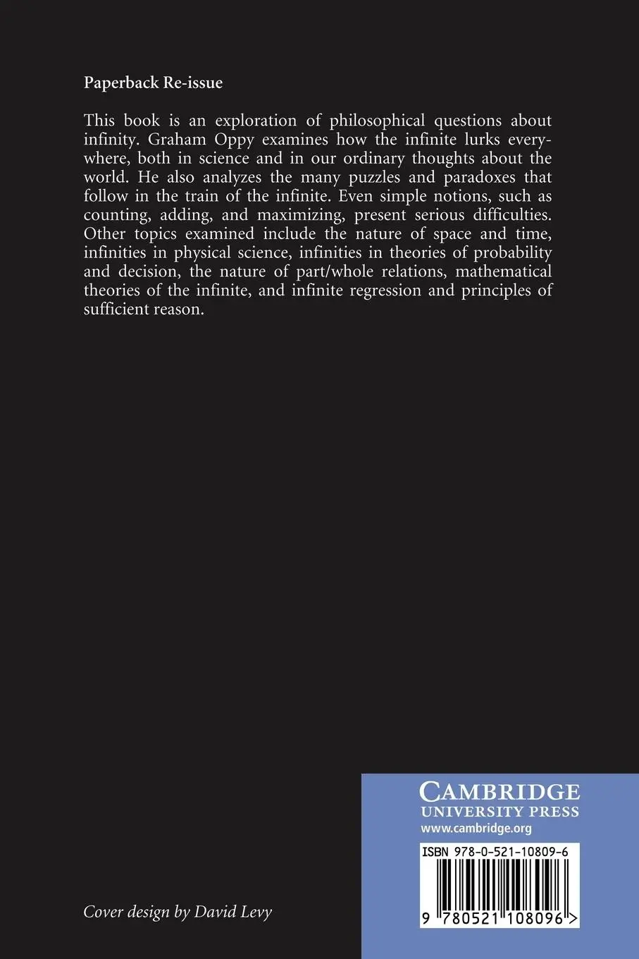 Rückseite: 9780521108096 | Philosophical Perspectives on Infinity | Graham Oppy | Taschenbuch