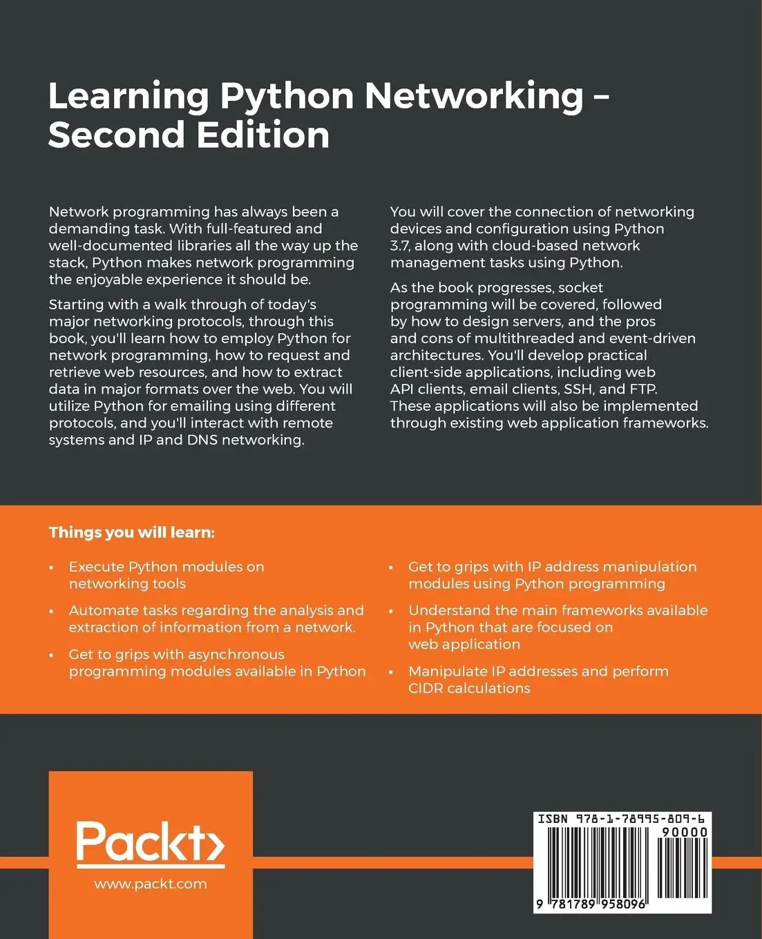 Rückseite: 9781789958096 | Learning Python Networking - Second Edition | José Manuel Ortega