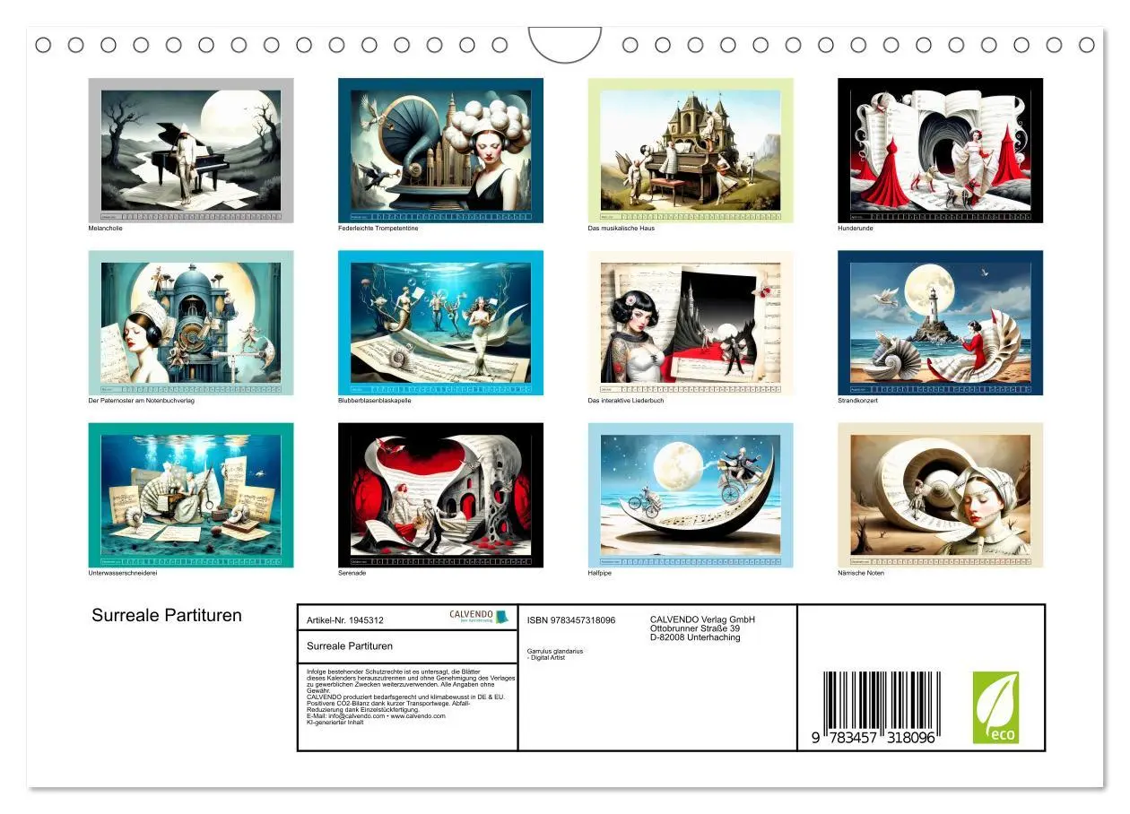 Bild: 9783457318096 | Surreale Partituren (Wandkalender 2026 DIN A4 quer), CALVENDO...