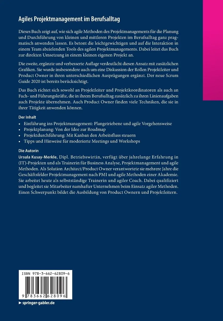 Rückseite: 9783662628096 | Agiles Projektmanagement im Berufsalltag | Ursula Kusay-Merkle | Buch