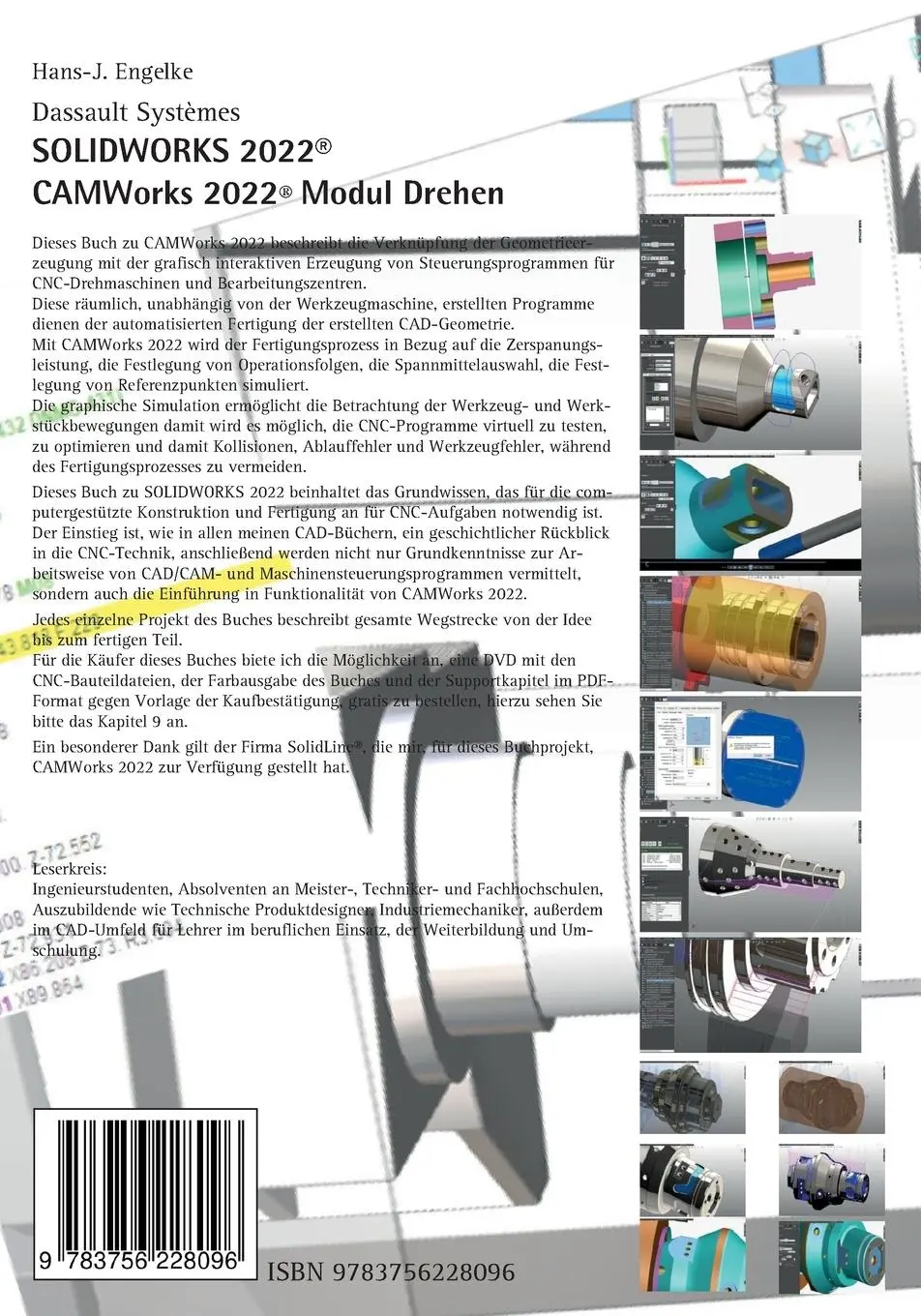 Rückseite: 9783756228096 | Solidworks 2022 | CAMWorks 2022 Modul Drehen | Hans-J. Engelke | Buch