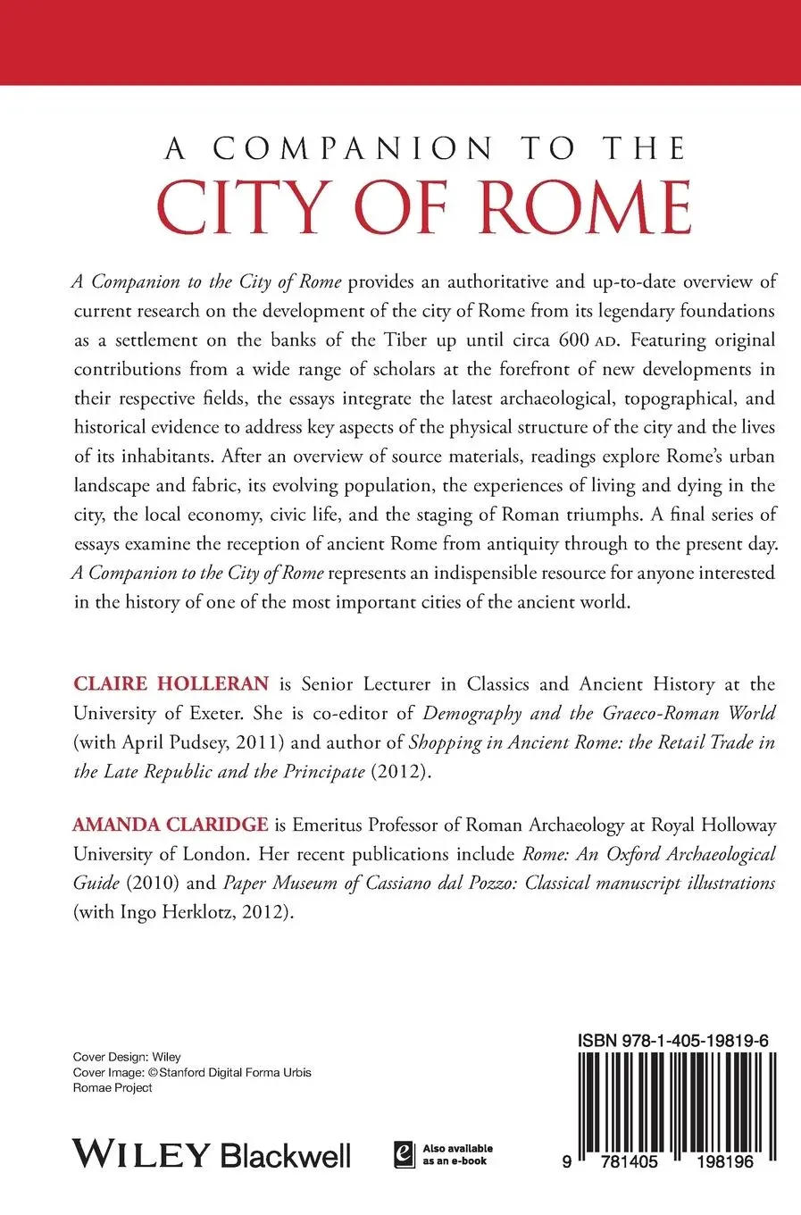 Rückseite: 9781405198196 | A Companion to the City of Rome | Claire Holleran (u. a.) | Buch