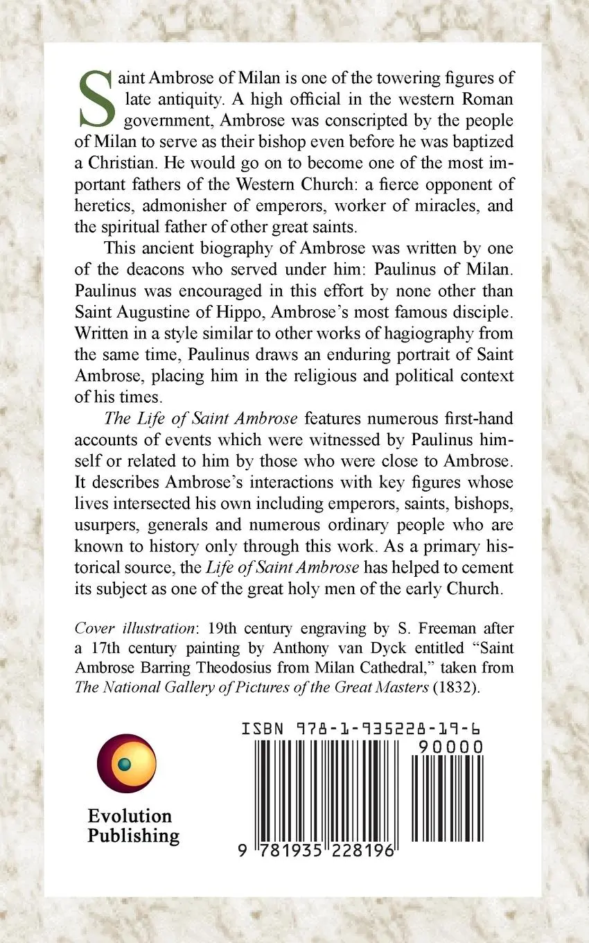 Rückseite: 9781935228196 | The Life of Saint Ambrose | Paulinus Of Milan | Taschenbuch | Englisch